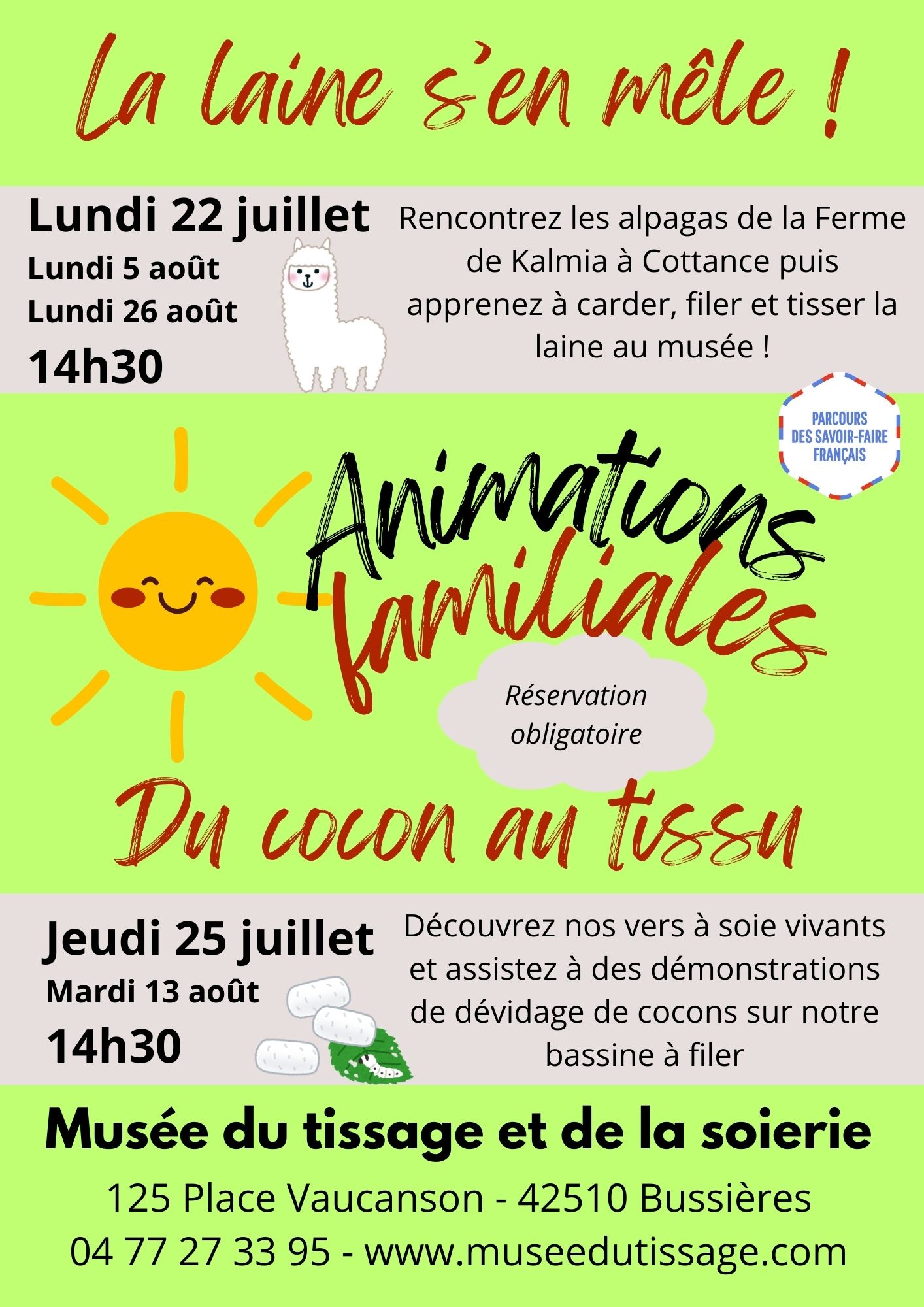 Musée du Tissage et de la Soierie à BUSSIERES : Animations familiales