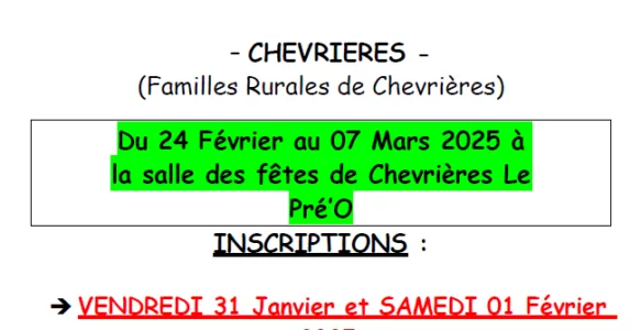 Centre de loisirs Chevrières – Vacances février 2025