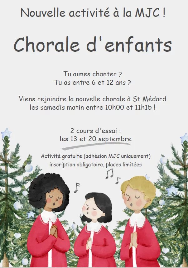 Nouvelle activité à la MJC : Chorale pour enfants 1 20250717-Nouvelle-Activite-MJC-Chorale-Enfants