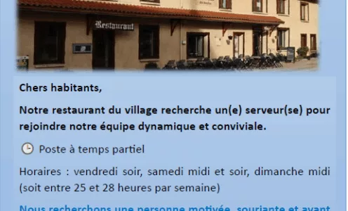 La Table des Moulins recrute une serveuse