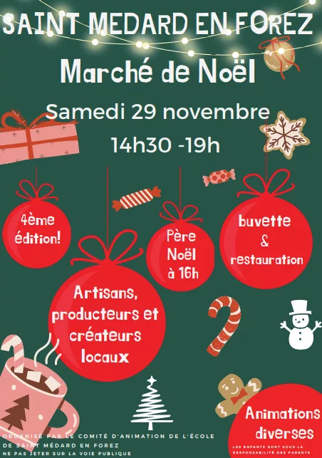 Marché de Noël du Comité d’Animation de l’Ecole : samedi 29 novembre 2025