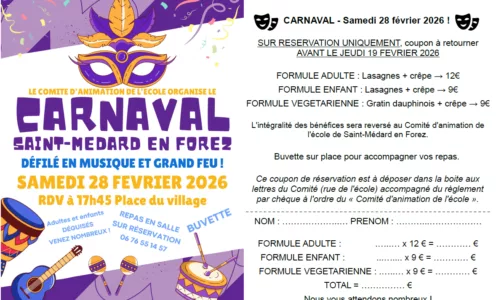 Carnaval : samedi 28 février 2026