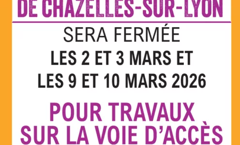 Fermeture déchèterie Chazelles-sur-Lyon pour travaux en mars 2026
