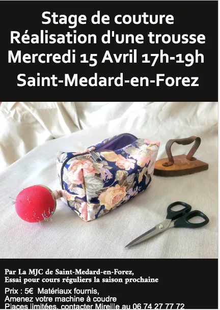 Cours / Stage de couture par la MJC : mercredi 15 avril