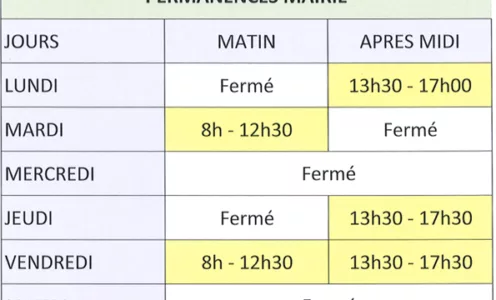 Fermeture de la mairie les samedis