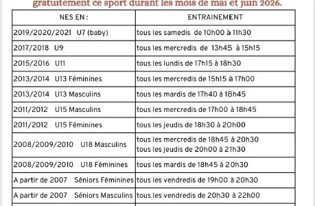 Club de basket : cours d&rsquo;essai gratuits en mai et juin 2026
