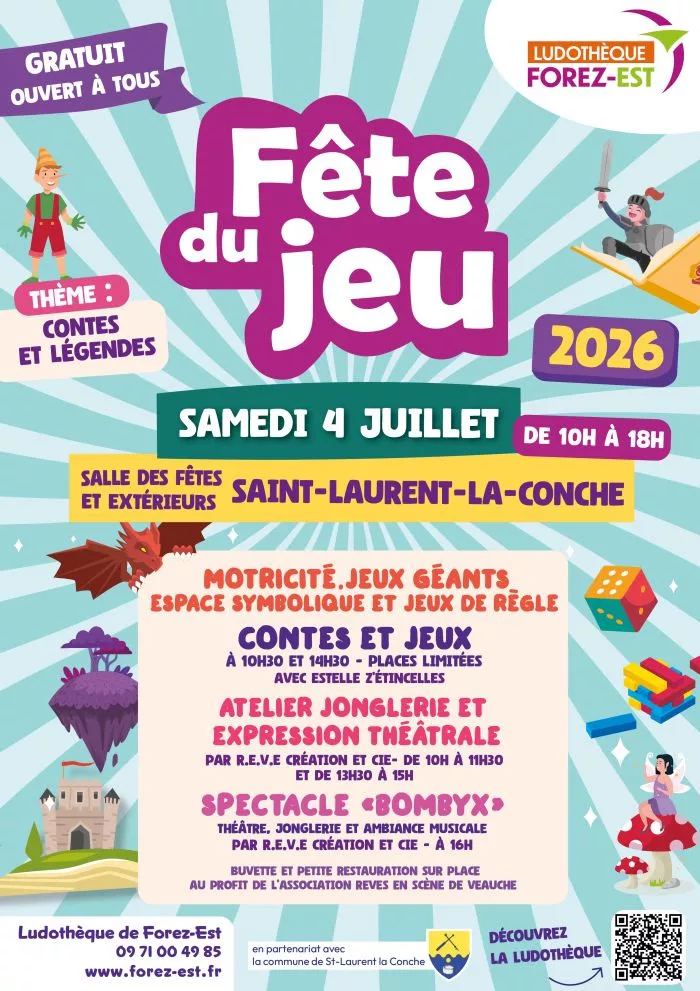 Fête du jeu à St-Laurent-la-Conche le Samedi 4 juillet 2026