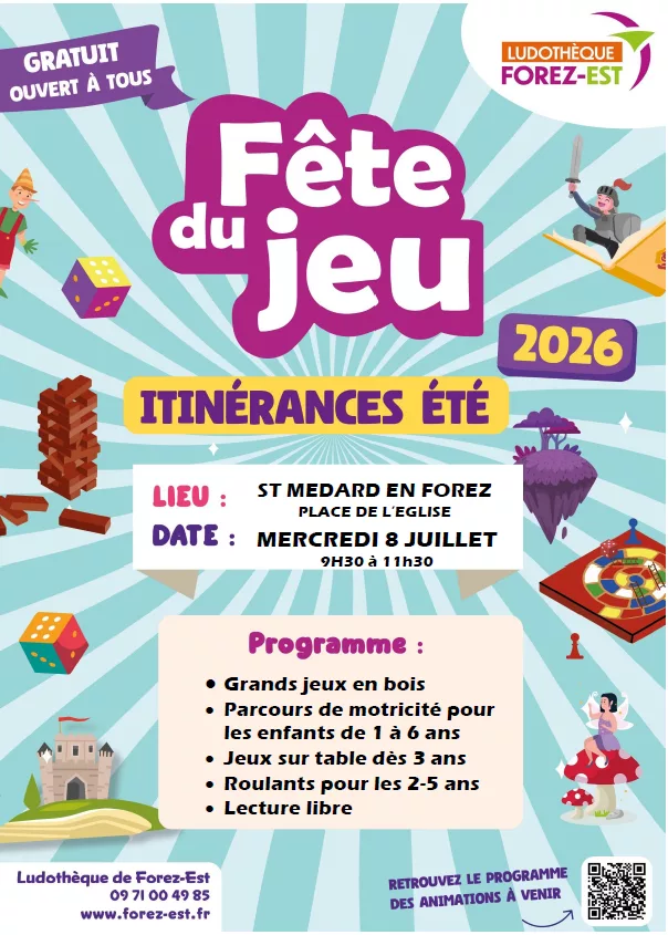 Fête du jeu le mercredi 8 juillet 2026 à Saint-Médard-en-Forez