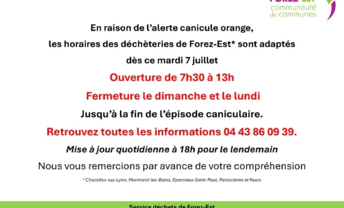 Modifications des horaires de la déchèteries : Alerte canicule