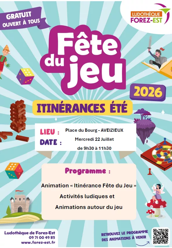 Fête du jeu à AVEIZIEUX mercredi 22 juillet 2026
