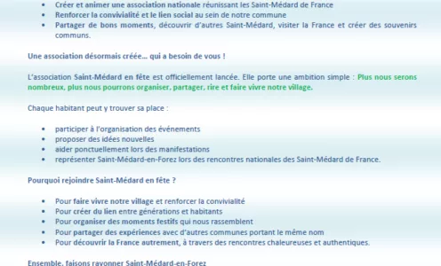 Rejoignez l&rsquo;aventure « SAINT-MEDARD EN FETE »