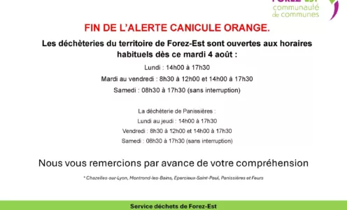 Modifications des horaires de la déchèteries : Alerte canicule