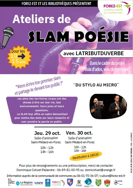 Ateliers de SLAM POÉSIE : jeudi 29 octobre 2026